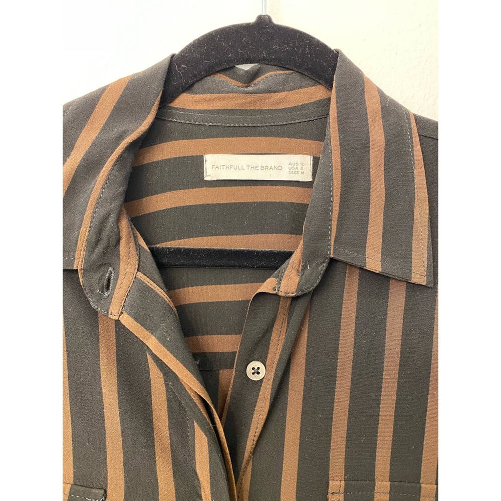 Faithfull The Brand Striped Shirt Bow Tie Front - Picture 2 of 16